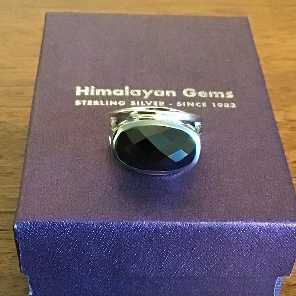Sterling Silver Black Onyx Faceted Ring